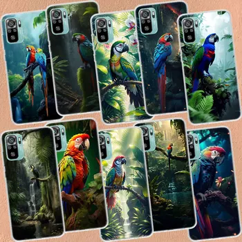 Parrot Bird Калъф за телефон в тропическите гори за Xiaomi Redmi Note 11 12 Pro Plus 10 9 8 7 12S 11T 11S 11E 10S 9T 8T 9S 4G 5G Capa Coque