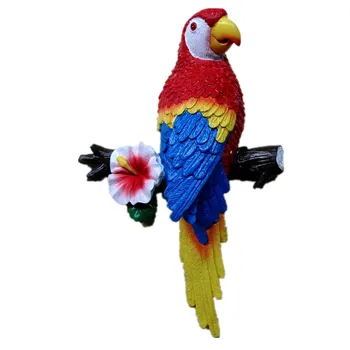 Безплатна доставка Европейска мода Начало декор смола папагали 3D стена стикери тропическа градина декорация стена орнамент 1 парче