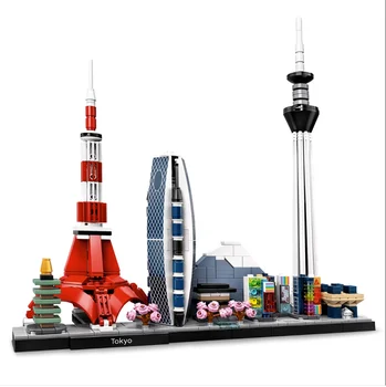 New York City Architecture Skyline Building Blocks Tower Edifice Bricks Town Street 21051 Tokyo Skyline Toys For Children Подаръци