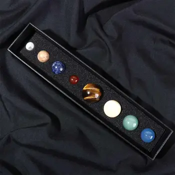 Подарък Домашен декор Изследване на космоса Осем планети Колекция образци от скъпоценни камъни Слънчевата система Кристална топка Планети Естествен камък