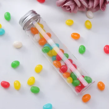 Плоскодънни пластмасови прозрачни епруветки с винтови капачки Бонбони козметични лосион за пътуване контейнери