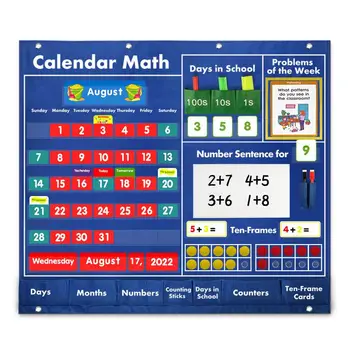 Джобен календар за ученици в класната стая Образователна математика Джобен календар Цветен календар с карти с числа Карти с думи Преносим
