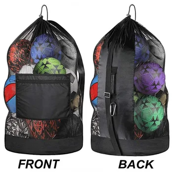 Soccer Net Pocket Голям силен топка чанта Носеща мрежа футболна чанта Net джоб с шнур открито спортно оборудване