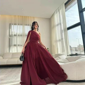 Simin Chiffon A-line Пайети с едно рамо Ruffle Официална абитуриентска рокля Вечер с дължина до пода Елегантни парти рокли за жени 2023