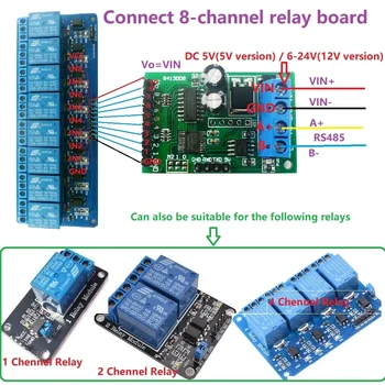 8CH DC 6V 12V 24V RS485 RS232 (TTL) Modbus RTU контролен модул UART за Arduino Board Модул Switch Board PLC