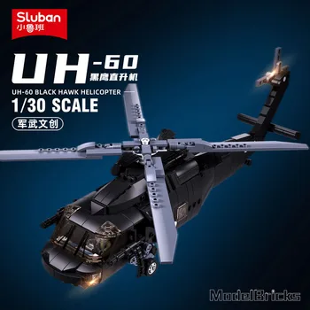 692PCS военни UH-60L черен медицински спасителен хеликоптер модел тухли ВВС оръжие строителни блокове образователни играчки за деца