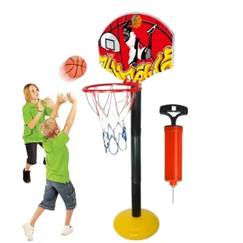 Детски преносим баскетболен обръч преносимо баскетболно тренировъчно игрище с надуваема топка и помпа игри с топка с регулируема височина