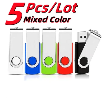 5Pcs/lot Безплатно персонализирано лазерно гравиране LOGO Смесен цвят метален клип USB2.0 флаш устройство 2GB 4GB 8GB 16GB 32GB 64GB 128GB