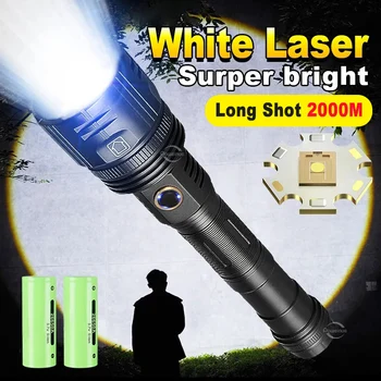 бял лазер супер мощен LED фенерче 80 вата USB акумулаторна факелна светлина висока мощност фенерче тактически фенер ръчна лампа