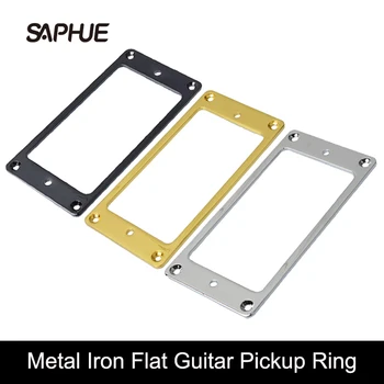 6Pcs 70.5*39mm метален железен плосък пръстен за пикап на humbucker за подмяна на електрическа китара - Black-Golden-Chromee