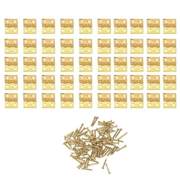 50pcs мини месинг панта за малки занаятчийски врати кутия аксесоари злато за 8 * 10 мм миниатюрни кабинета мебели фитинги