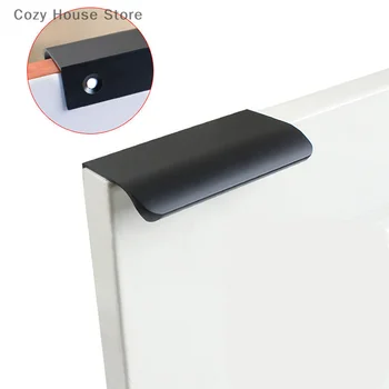 Златен черен скрит шкаф дърпа алуминиева сплав кухненски шкаф дръжки чекмедже копчета мебелна дръжка спалня хардуер