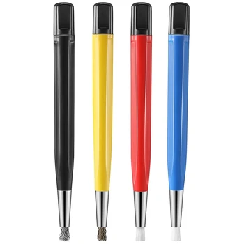 4Pcs/Set Rust Removal Brush Pen Glass Fiber / Brass/Steel/Nylon Brush Pen Shape Watch Parts Polishing Cleaning Tool