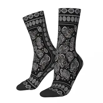 Ориенталски Paisley орнамент черно и бяло Paisley стил чорапи мъжки мъжки жени зимни чорапи хип-хоп