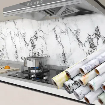 Кухня водоустойчив топлоустойчив мрамор самозалепващи стена стикер винил филм тапет декоративни стена Decal 2024