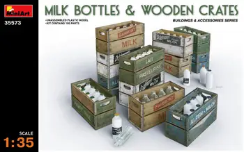 MiniArt 35573 1/35 бутилки за мляко и дървени каси - комплект за мащабен модел