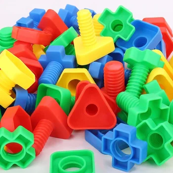 10/20Pcs/Set Творчески мозаечни пъзел играчки Винтови строителни блокове за деца Пластмасови блокове за вмъкване на ядки Образователна играчка