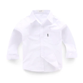 Бели детски памучни училищни ризи Бебешки карирани раирани ризи Детски дрехи Момчета момичета Риза с дълъг ръкав Летни върхове