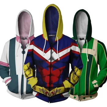 Аниме Boku No Hero Academia My Hero Academia Cosplay Costume Hoodies Суитшърти Tsuyu URARAKA All Might Jacket Casual Coat