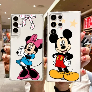 Disney Мики Мини карикатура за Samsung S23 S22 S21 Ultra S20 FE Pro Lite S10 S9 S8 Plus 5G прозрачен калъф за телефон