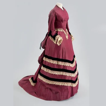 1866s Викторианска сватбена рокля Викторианска гражданска война суматоха топка рокля жени реколта вечерна рокля елегантен фантазия театър костюм