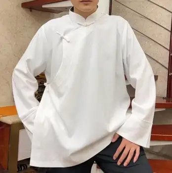 Китайска тибетска риза бели мъжки върхове пролет голям размер 130CM гърдите 5XL