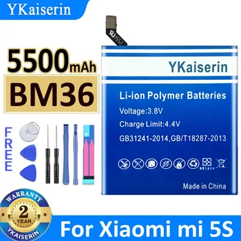 YKaiserin BM36 5500mAh батерия за Xiaomi Mi 5S MI5S M5S BM36 висококачествени батерии за подмяна на телефони Bateria