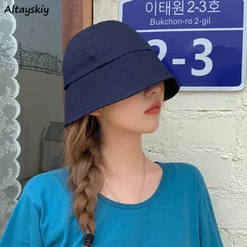 Bucket Hats Unisex Solid Sun-protection Outdoor Fishing Caps Campaniform Sunscreen Harajuku Ins Travel Breathable Teens Hat Chic