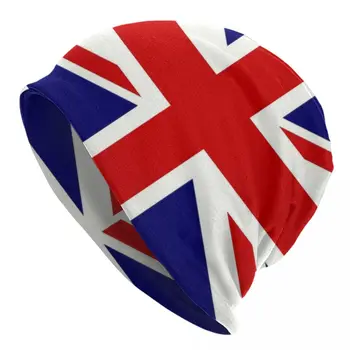 Великобритания Флаг Skullies шапки шапки за унисекс улично облекло зимна топла плетена шапка възрастен британски Великобритания Джак Bonnet шапки