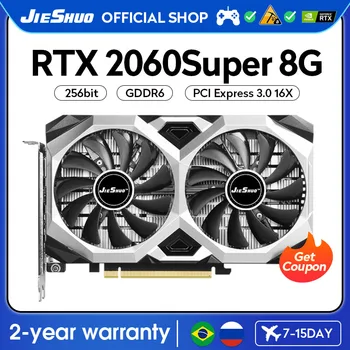 JIESHUO NVIDIA RTX 2060 SUPER 8GB геймърска графична карта GDDR6 GPU 256-битов RTX2060SUPER 8G PC Desktop Video Office KAS RVN CFX и т.н