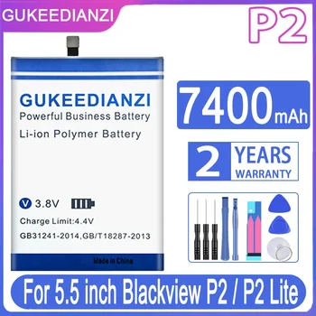 7400mAh GUKEEDIANZI Резервна батерия за 5.5 инча за Blackview P2 / P2 Lite / P2Lite Batteria + безплатни инструменти