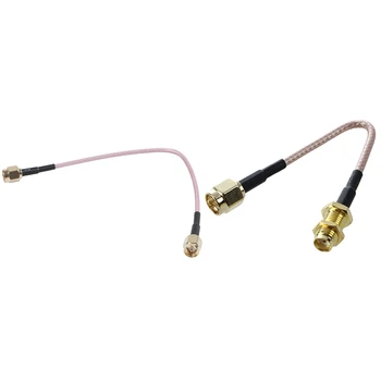 1Pcs SMA женски към мъжки коаксиален кабел антена адаптер 11Cm & 1Pcs 6.5 инча дължина SMA мъжки към SMA мъжки конектор пигтейл кабел