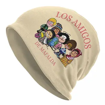 Mafalda And Friends Bonnet Hats Street Skullies Beanies Hats Argentine Cartoon for Men Дамски плетени шапки Spring Head Wrap Caps