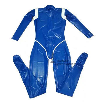 латексов гумен костюм цяло тяло синьо готино чорапогащи боди стилен котешки костюм