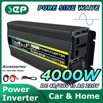  инвертор 4000w автомобилен инвертор 24v / 48v / 60v до 220v може да се използва за акумулаторни автомобилни каравани