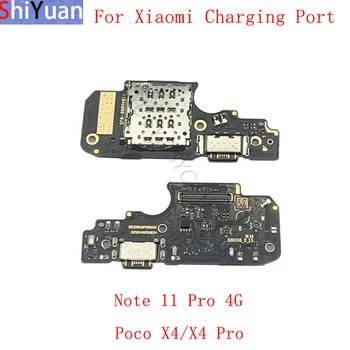 USB порт за зареждане конектор платка Flex кабел за Xiaomi Poco X4 Pro 5G Redmi Note 11 Pro 4G Sim четец на карти резервни части
