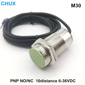 CHUX Индуктивен сензор за движение PNP M30 NO/NC DC6-36V 3wires Тип цилиндър LED Откриване на разстояние 10mm Сензори за близост Switc