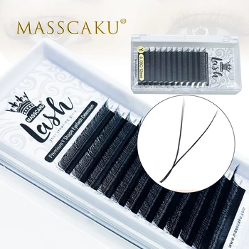 MASSCAKU C/D YY Форма за удължаване на миглите 8-15mm дължина много мека матова черна C / D къдрици Висококачествен предварително направен вентилатор Faux Mink YY Lash