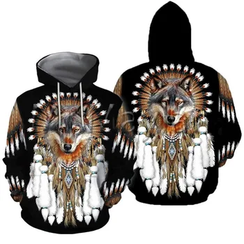 Native Spirit Wolf 3D отпечатани модни качулки мъжки суитчър с качулка унисекс пуловер ежедневно яке есен зима анцуг