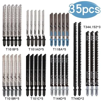 35PCS Ножчета за прободен трион T Shank T744D/T344D/T101B/T111C/T144D/T101AO/T118A/T101BR за рязане на дърво с пластмасов метал