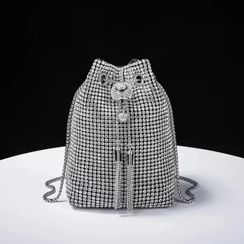 Glitter лъскава модна чанта кристал кристал кристал диаманти вечерна чанта сватбено парти съединител чанта жени рамо crossbody чанта