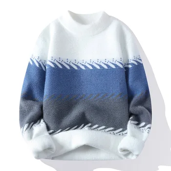 #4371 Мохер пуловери жени топло снаждане цвят пуловер кръг врата тънък мъже пуловери и пуловери тънък трикотажни мъж пуловер 