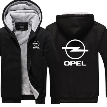 Нова зима Opel лого качулки яке мъже мода високо качество печат случайни вълна лайнер руно суитчъри мъжки качулка палто