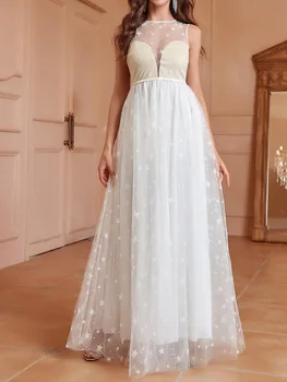 Секси цепка и пропускливо рамо мода Decal рокля рокля сватбена рокля