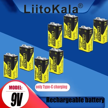 8PCS LiitoKala 9V 1100mAh литиева акумулаторна батерия USB зареждане 9v литиево-йонни квадратни батерии за уоки-токи KTV-микрофон