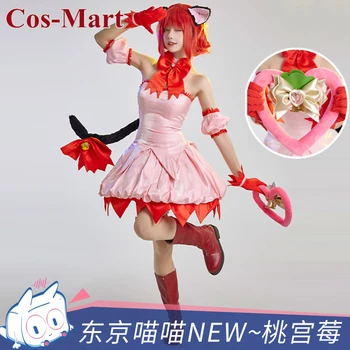 Cos-Mart Аниме Токио Mew Mew Momomiya Ichigo Cosplay костюм сладък прекрасен розов битка рокля дейност парти ролева игра облекло