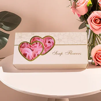 1Pc Сапун за Свети Валентин Роза Кутия за подаръци с форма на сърце, творческа подарък за рожден ден за Деня на учителя Ден на майката