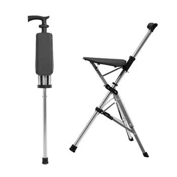 Подобрена версия на HKUST достъпно табуретка от тръстика, бастун за планинско катерене като стол, подарък за възрастен бастун за лесно носене