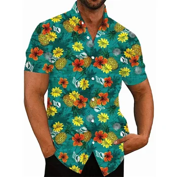 3D печат цвете риза за мъже жени хавайски плаж риза удобни топ блуза къси ръкави готино улично облекло Y2k облекло