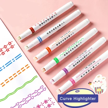 3/6PCS линия форма маркер маркер ролков връх крива линейни маркери писалки Kawaii графити писалка корейски канцеларски училище офис консумативи